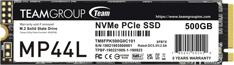 Team MP44L 500GB M.2 PCIe Gen4 NVMe SSD