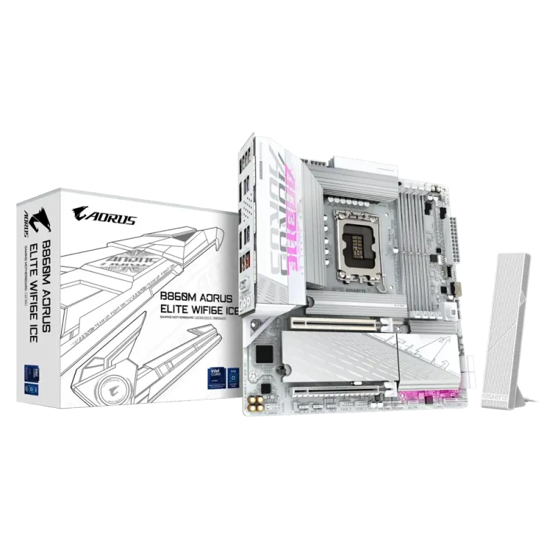 GIGABYTE B860M AORUS ELITE WIFI6E ICE LGA1851 Micro ATX Motherboard